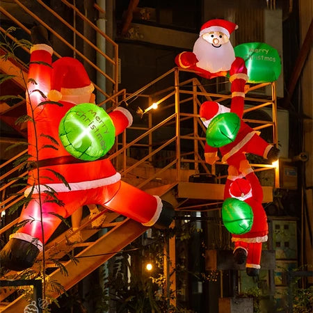 ฉากต้าเป่าลมขนาดใหญ่ 2.4M พร้อมไฟ LED และระบบควบคุมของคริสต์มาสกลางแจ้งในคลอสพองลมสำหรับบ้านและงานปาร์ตี้